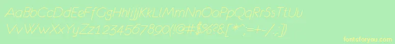 フォントEurof36 – 黄色の文字が緑の背景にあります