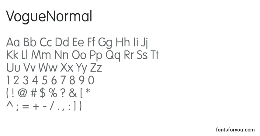A fonte VogueNormal – alfabeto, números, caracteres especiais