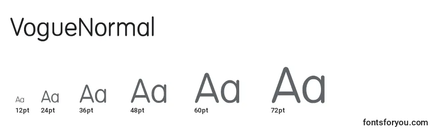 VogueNormal Font Sizes