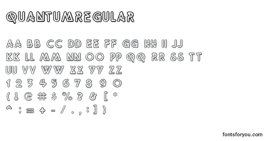 Czcionka QuantumRegular – alfabet, cyfry, specjalne znaki