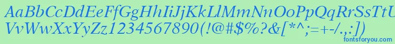 A831RomanItalic Font – Blue Fonts on Green Background