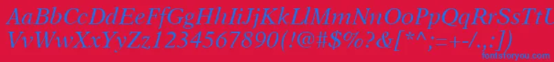 A831RomanItalic-fontti – siniset fontit punaisella taustalla