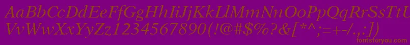 A831RomanItalic-fontti – ruskeat fontit violetilla taustalla