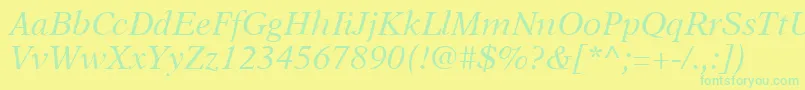 A831RomanItalic Font – Green Fonts on Yellow Background