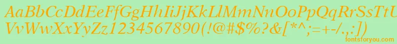 A831RomanItalic Font – Orange Fonts on Green Background