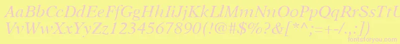 A831RomanItalic Font – Pink Fonts on Yellow Background