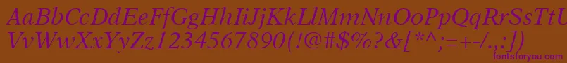 A831RomanItalic Font – Purple Fonts on Brown Background