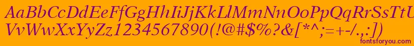 フォントA831RomanItalic – オレンジの背景に紫のフォント