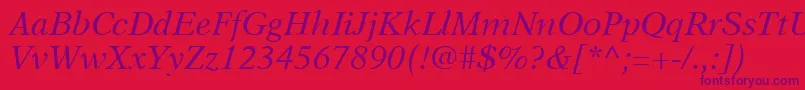 A831RomanItalic Font – Purple Fonts on Red Background