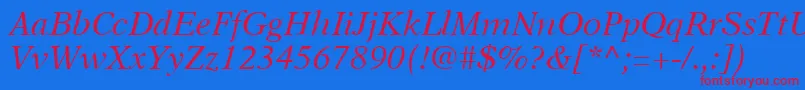 A831RomanItalic Font – Red Fonts on Blue Background