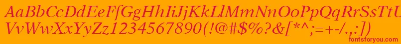 A831RomanItalic-fontti – punaiset fontit oranssilla taustalla