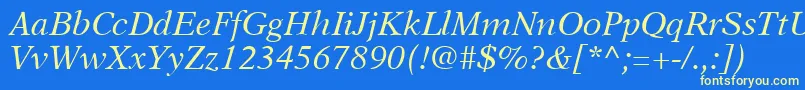 Czcionka A831RomanItalic – żółte czcionki na niebieskim tle