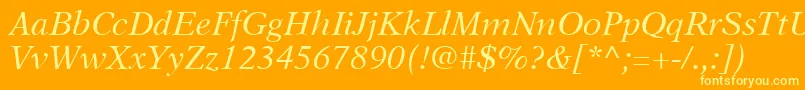 A831RomanItalic Font – Yellow Fonts on Orange Background