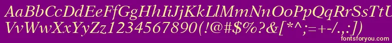 A831RomanItalic Font – Yellow Fonts on Purple Background