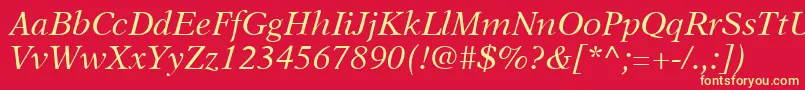 A831RomanItalic Font – Yellow Fonts on Red Background