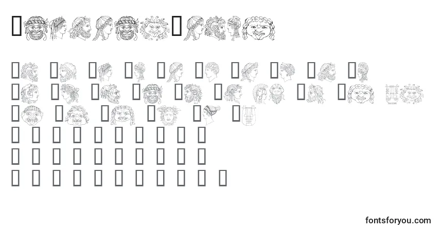 Schriftart AncientHeads – Alphabet, Zahlen, spezielle Symbole