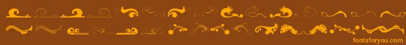 フォントFelicity – オレンジ色の文字が茶色の背景にあります。