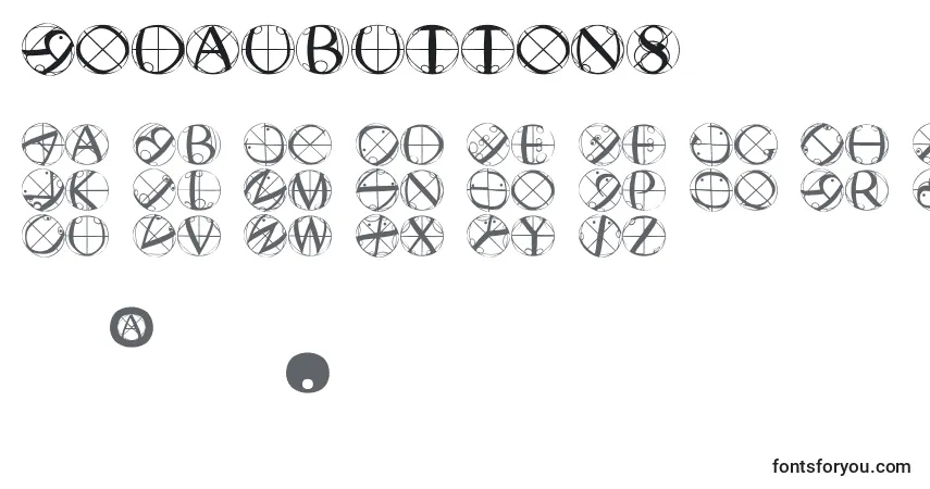 Schriftart Rodaubuttons – Alphabet, Zahlen, spezielle Symbole