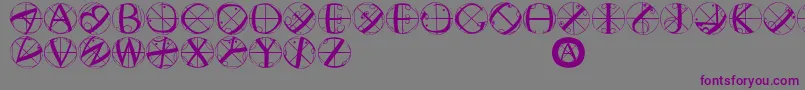 フォントRodaubuttons – 紫色のフォント、灰色の背景