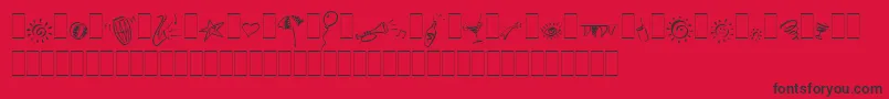 Weitere Informationen zur PartyPiLetPlain.1.0-Schriftart PartyPiLetPlain.1.0-Schriftart – Schwarze Schriften auf rotem Hintergrund