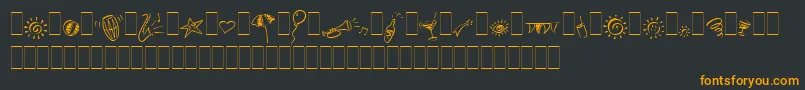 PartyPiLetPlain.1.0-fontti – oranssit fontit mustalla taustalla