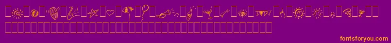 PartyPiLetPlain.1.0-fontti – oranssit fontit violetilla taustalla