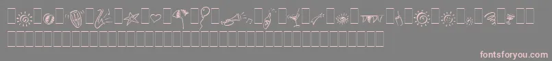 フォントPartyPiLetPlain.1.0 – 灰色の背景にピンクのフォント