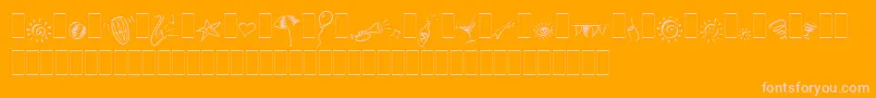 Saiba mais sobre a fonte PartyPiLetPlain.1.0 Fonte PartyPiLetPlain.1.0 – fontes rosa em um fundo laranja