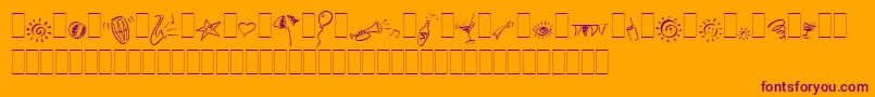 PartyPiLetPlain.1.0フォントについての詳細 フォントPartyPiLetPlain.1.0 – オレンジの背景に紫のフォント