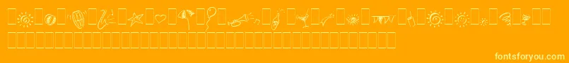 Saiba mais sobre a fonte PartyPiLetPlain.1.0 Fonte PartyPiLetPlain.1.0 – fontes amarelas em um fundo laranja