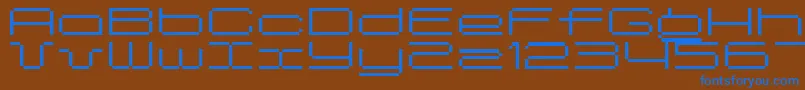 Spreadbita10-Schriftart – Blaue Schriften auf braunem Hintergrund