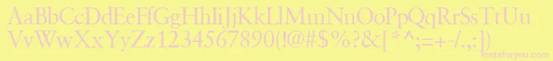 GaramondretrospectivesskRegular-Schriftart – Rosa Schriften auf gelbem Hintergrund