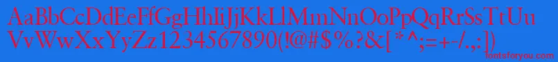 Czcionka GaramondretrospectivesskRegular – czerwone czcionki na niebieskim tle
