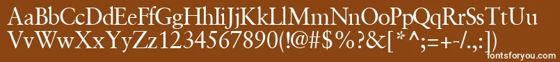 GaramondretrospectivesskRegular-fontti – valkoiset fontit ruskealla taustalla