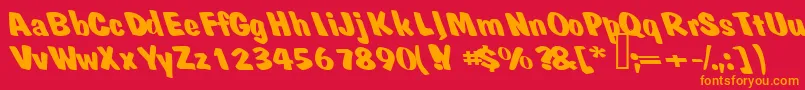 フォントNaturalborn – 赤い背景にオレンジの文字