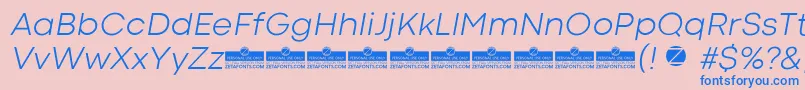 フォントCodecColdLightItalicTrial – ピンクの背景に青い文字