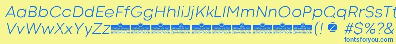 CodecColdLightItalicTrial-fontti – siniset fontit keltaisella taustalla