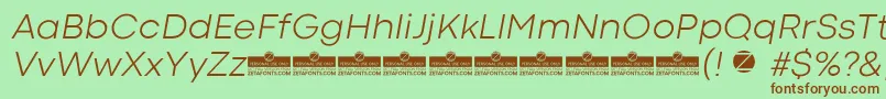 CodecColdLightItalicTrial-fontti – ruskeat fontit vihreällä taustalla