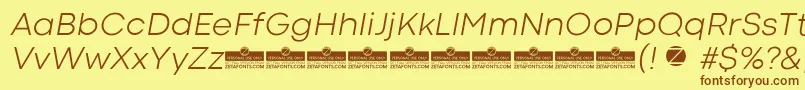CodecColdLightItalicTrial-fontti – ruskeat fontit keltaisella taustalla