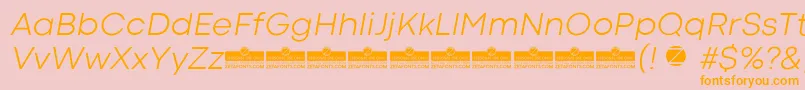 フォントCodecColdLightItalicTrial – オレンジの文字がピンクの背景にあります。