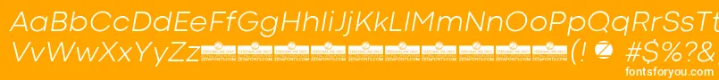 CodecColdLightItalicTrial-fontti – valkoiset fontit oranssilla taustalla