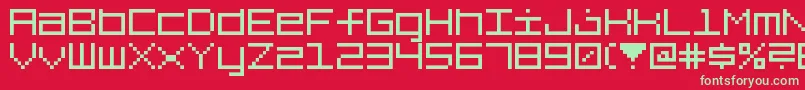 フォント7Squared – 赤い背景に緑の文字