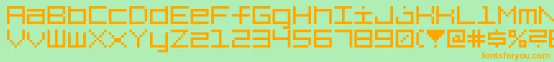 7Squared Font – Orange Fonts on Green Background