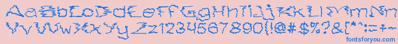 フォントSmokeOnTheWater – ピンクの背景に青い文字
