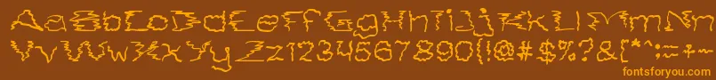 Lisätietoja SmokeOnTheWater-fontista SmokeOnTheWater-fontti – oranssit fontit ruskealla taustalla