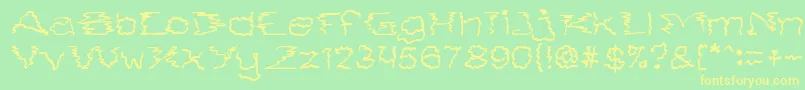フォントSmokeOnTheWater – 黄色の文字が緑の背景にあります