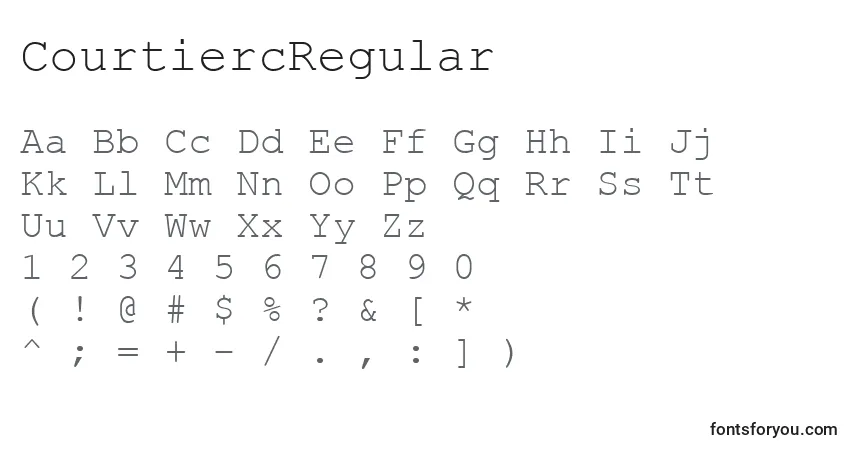 Czcionka CourtiercRegular – alfabet, cyfry, specjalne znaki