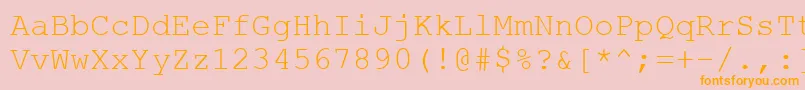フォントCourtiercRegular – オレンジの文字がピンクの背景にあります。