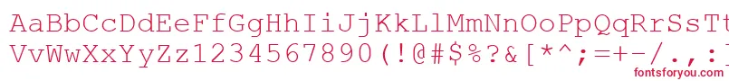 フォントCourtiercRegular – 白い背景に赤い文字