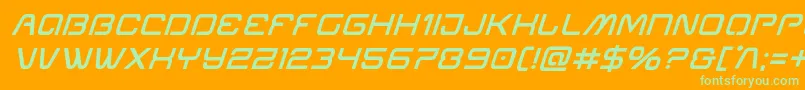 Miraclemercurysemiboldital-Schriftart – Grüne Schriften auf orangefarbenem Hintergrund